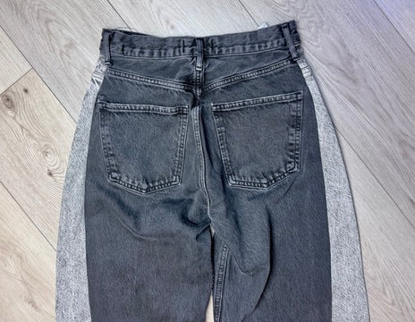 Two Color Panels Jeans High Rise wide leg black and grey size 26