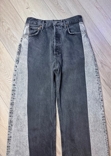 Two Color Panels Jeans High Rise wide leg black and grey size 26