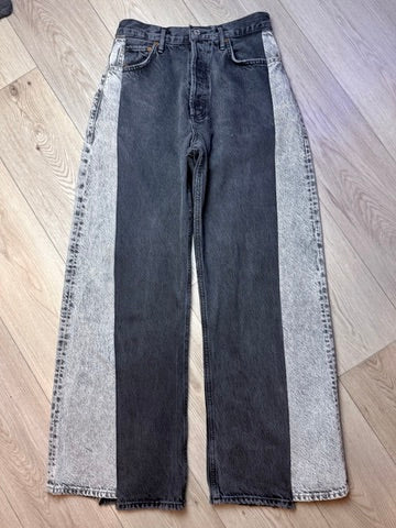 Two Color Panels Jeans High Rise wide leg black and grey size 26