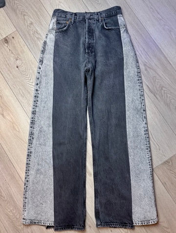 Two Color Panels Jeans High Rise wide leg black and grey size 26