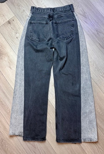 Two Color Panels Jeans High Rise wide leg black and grey size 26