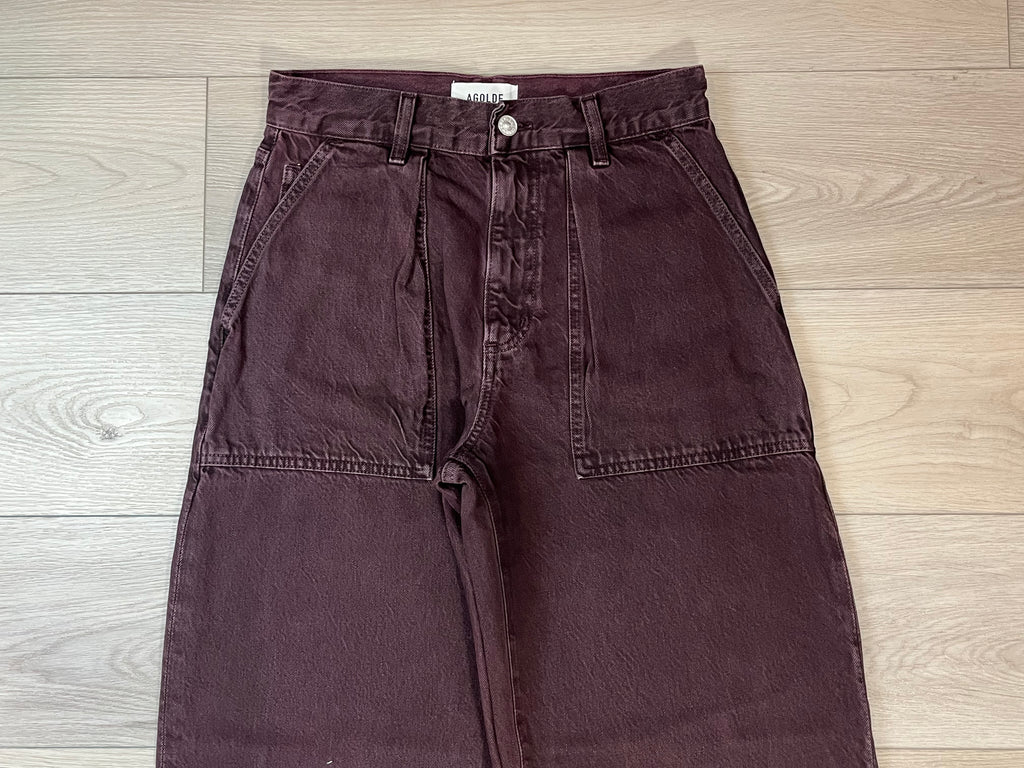 AGOLDE Sefton Barrel Jean in Burgundy – Size 24 – New