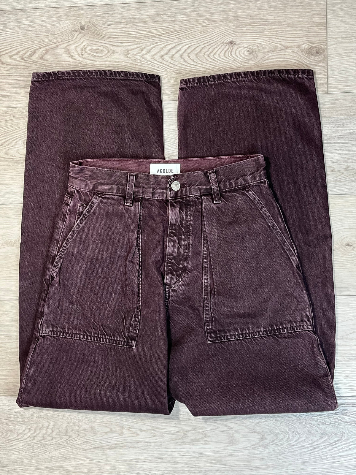 AGOLDE Sefton Barrel Jean in Burgundy – Size 24 – New