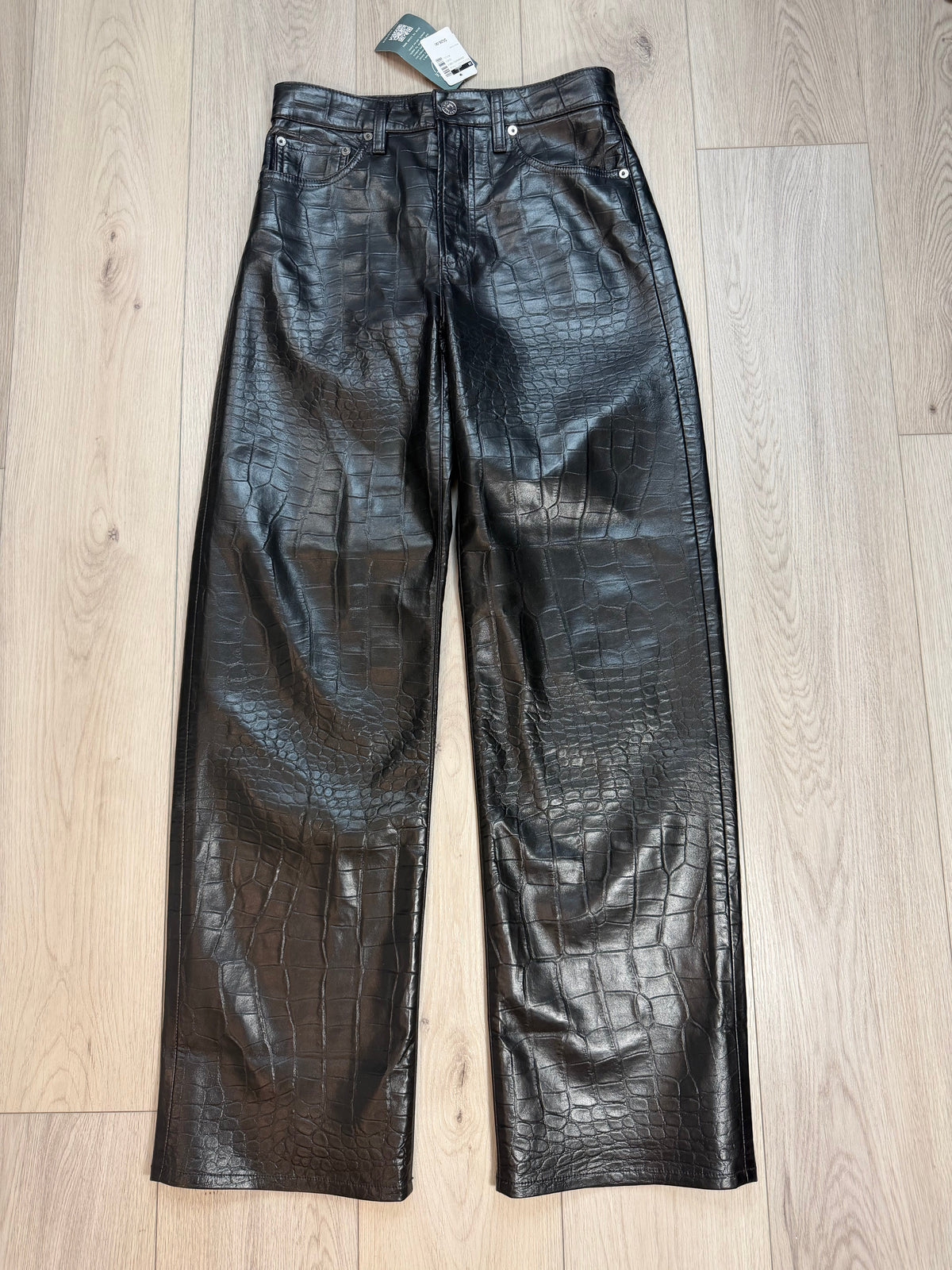 ARC Agolde Black Faux Croc Wide-Leg Pants24