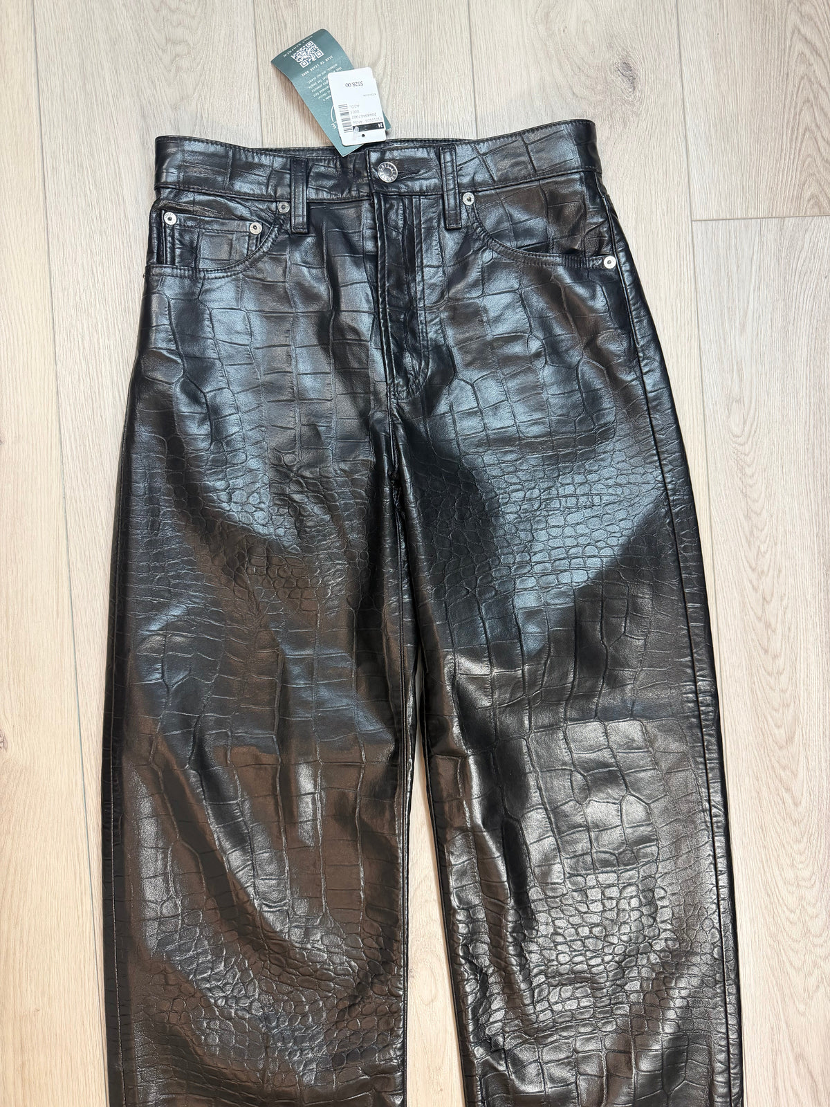 ARC Agolde Black Faux Croc Wide-Leg Pants24