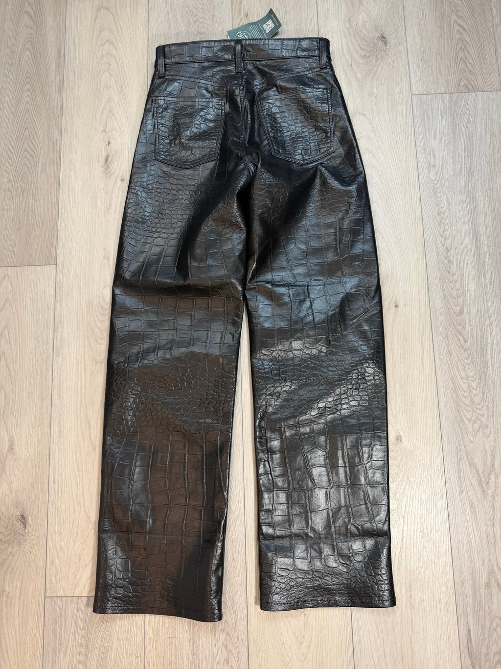 ARC Agolde Black Faux Croc Wide-Leg Pants24