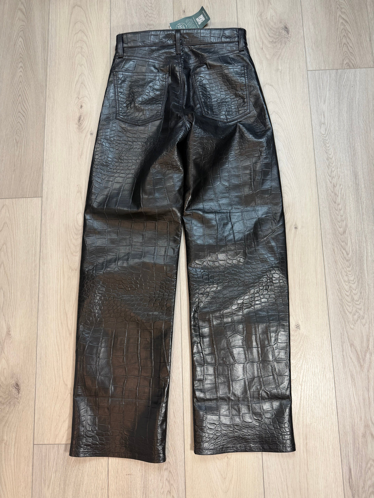ARC Agolde Black Faux Croc Wide-Leg Pants24