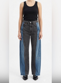 Reworked Levi's Two-Tone Barrel Jeans – Black & Blue – Size 28 – One of One