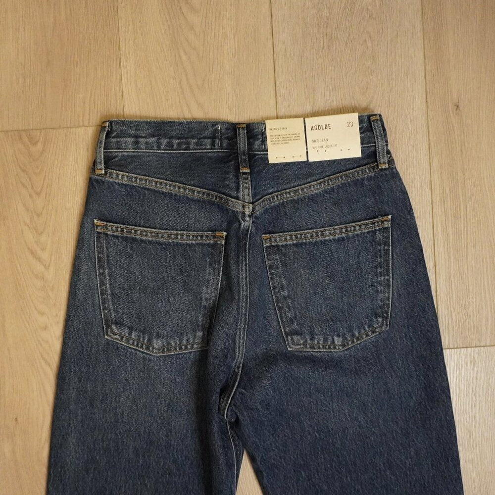 AGOLDE 90’s Jeans Size 23 Dark Blue BNWT - TheRWDenimAGOLDE 90's Dark Blue Tapered-Leg Navy – TheRWDenim