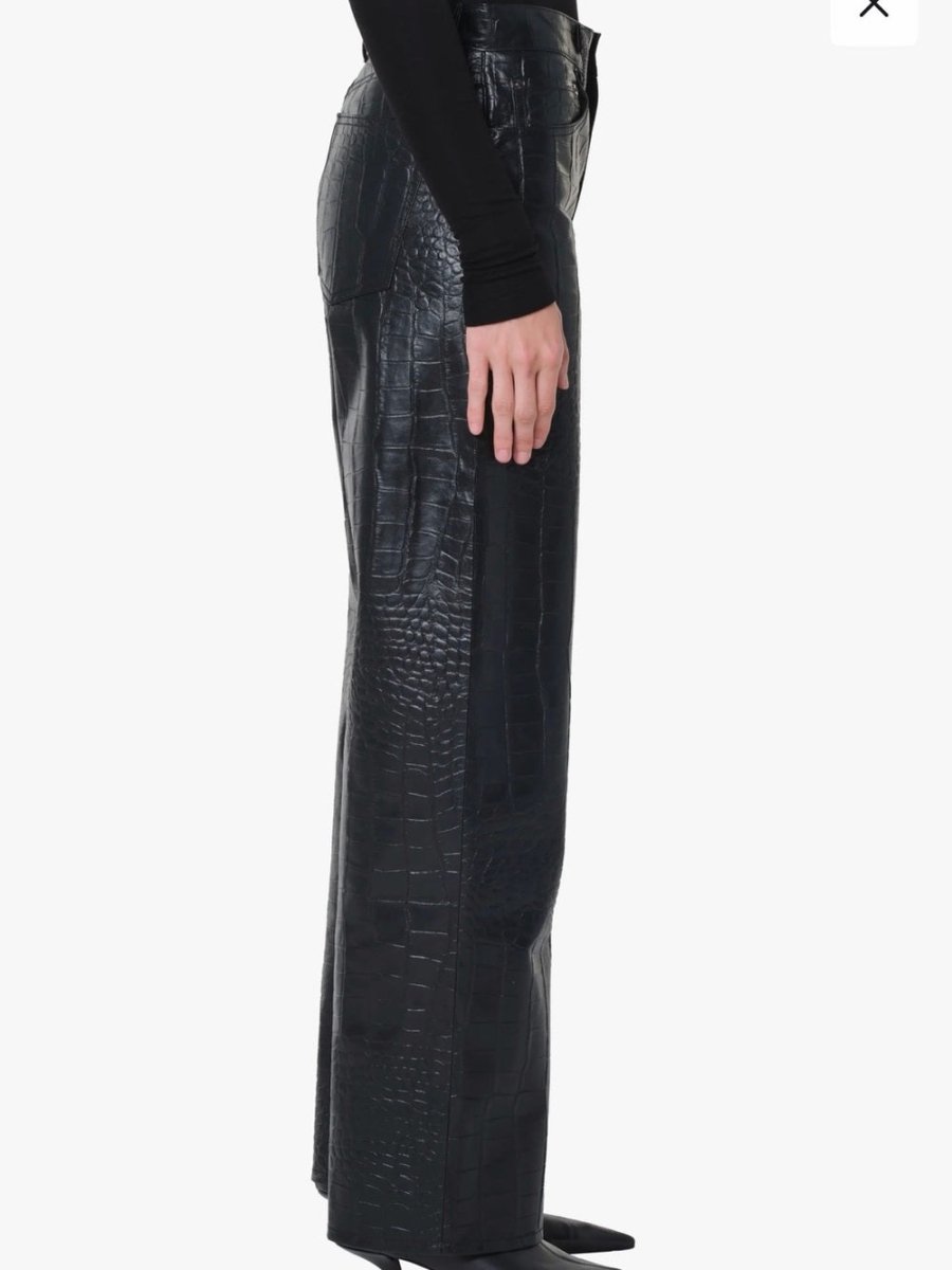 AGOLDE Arc Wide-Leg Pants in Black Faux Croc – Preloved - TheRWDenimAGOLDE Arc Black Faux Croc Wide-Leg Pants Croc-Embossed – TheRWDenim