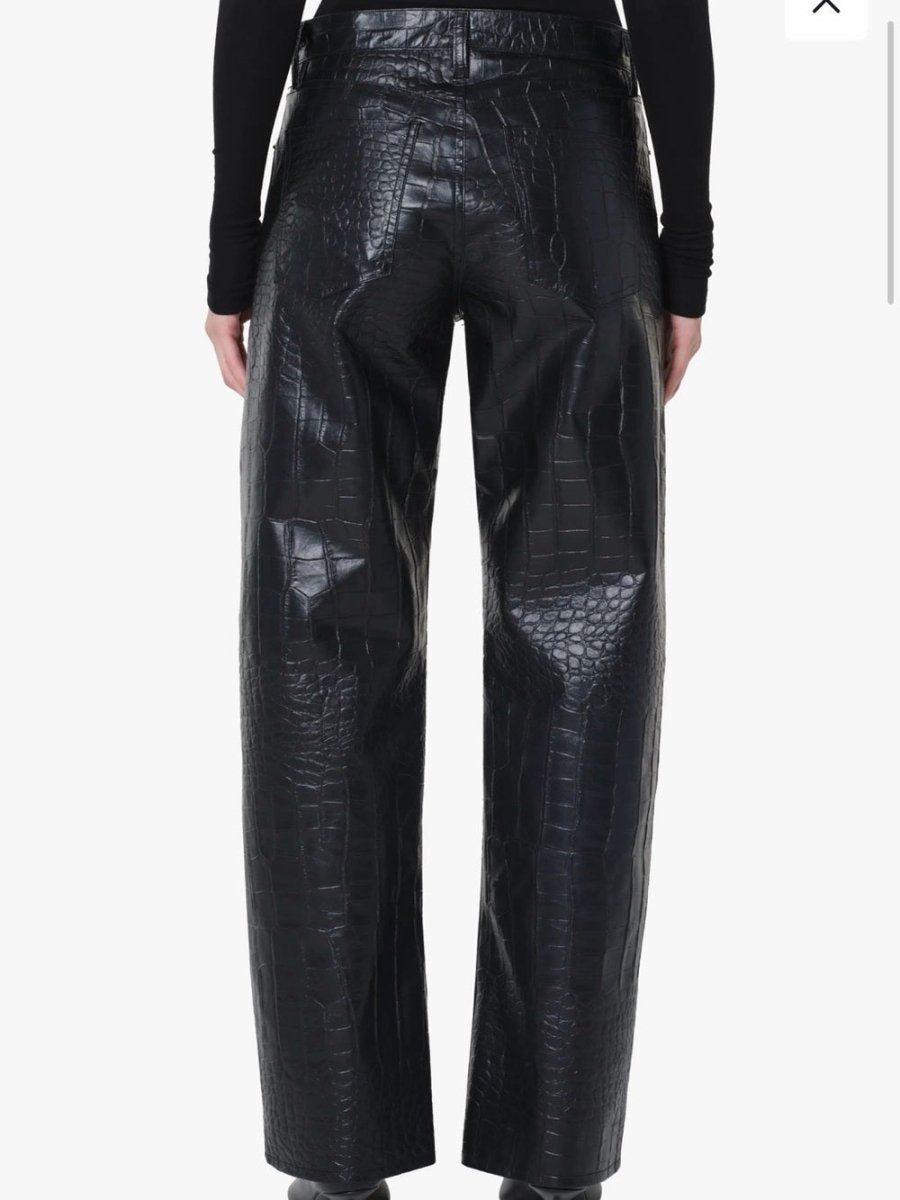 AGOLDE Arc Wide-Leg Pants in Black Faux Croc – Preloved - TheRWDenimAGOLDE Arc Black Faux Croc Wide-Leg Pants Croc-Embossed – TheRWDenim