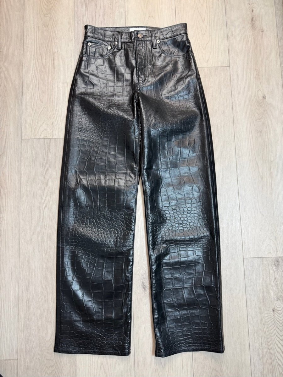 AGOLDE Arc Wide-Leg Pants in Black Faux Croc – Preloved - TheRWDenimAGOLDE Arc Black Faux Croc Wide-Leg Pants Croc-Embossed – TheRWDenim