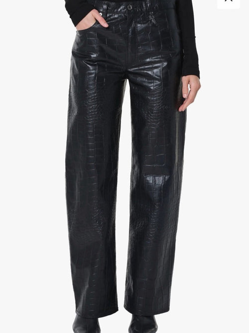 AGOLDE Arc Wide-Leg Pants in Black Faux Croc – Preloved - TheRWDenimAGOLDE Arc Black Faux Croc Wide-Leg Pants Croc-Embossed – TheRWDenim
