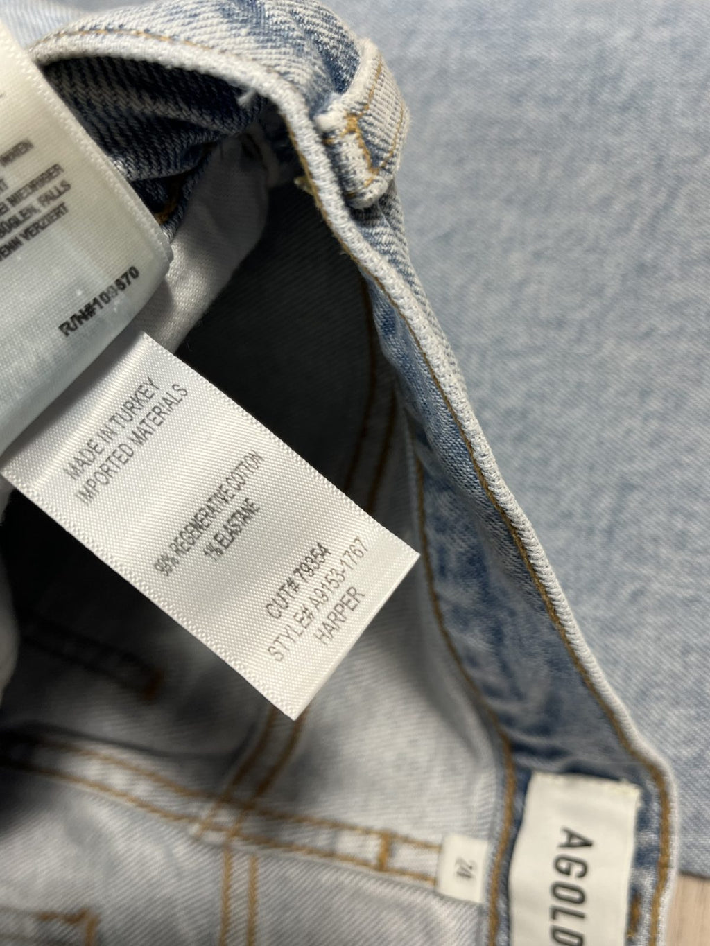 AGOLDE Harper care label