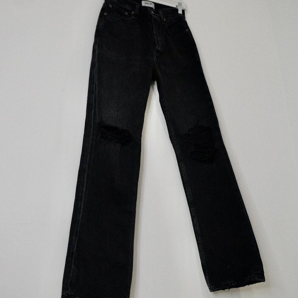 AGOLDE Lana Mid-Rise Jeans – Black (Size 25) - TheRWDenimAGOLDE Lana Mid-Rise – Black Straight-Leg – TheRWDenim