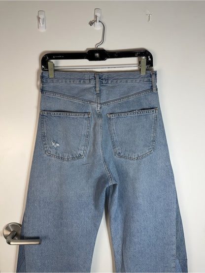 Agolde Light Blue Patchwork Wide Leg Jeans upcycled - TheRWDenimAGOLDE Light Blue Patchwork Wide Leg Upcycled Reworked Denim – TheRWDenim