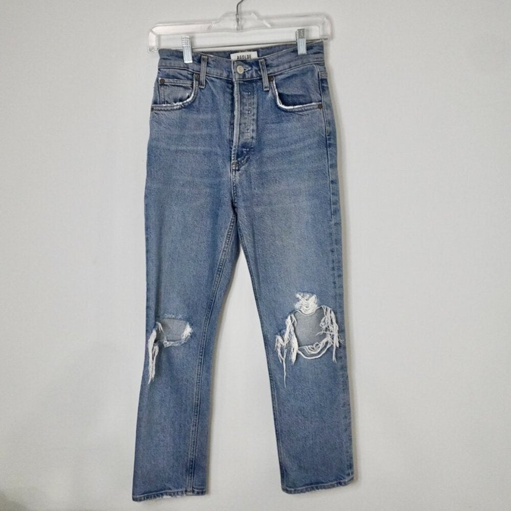 AGOLDE Riley High Rise Slim Straight Jeans Size 24 - TheRWDenimAGOLDE Riley High Rise Slim Straight Blue Wash – TheRWDenim