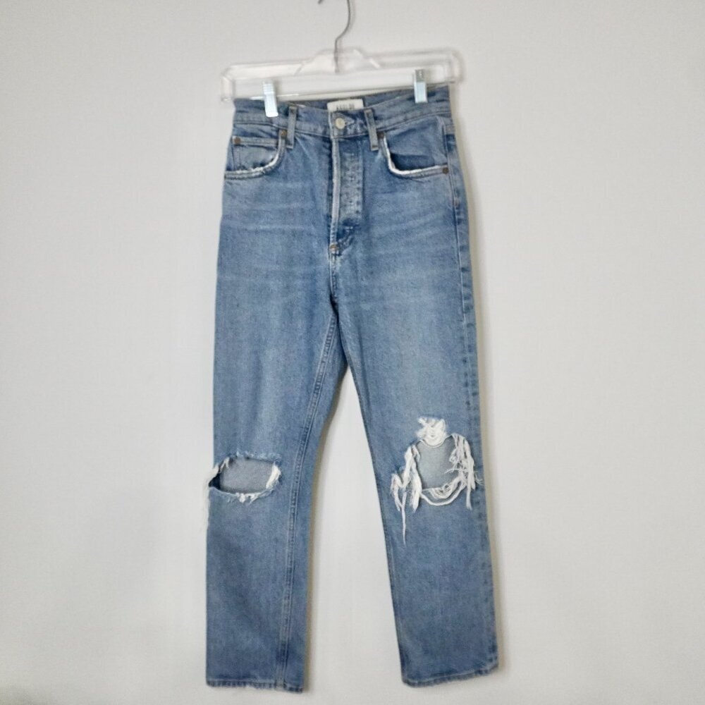 AGOLDE Riley High Rise Slim Straight Jeans Size 24 - TheRWDenimAGOLDE Riley High Rise Slim Straight Blue Wash – TheRWDenim