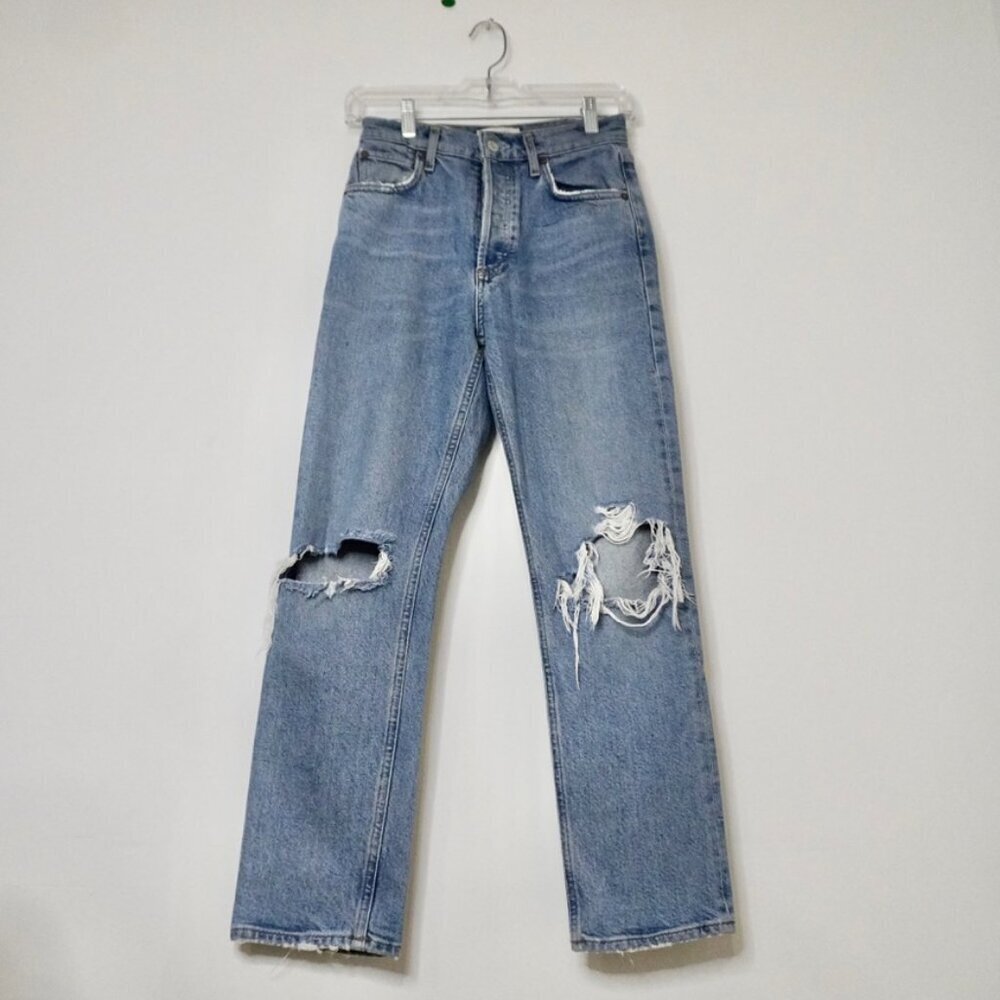 AGOLDE Riley High Rise Slim Straight Jeans Size 24 - TheRWDenimAGOLDE Riley High Rise Slim Straight Blue Wash – TheRWDenim