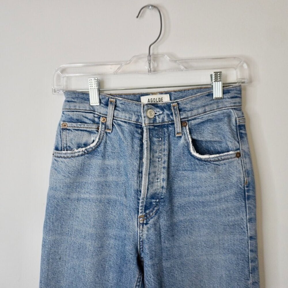 AGOLDE Riley High Rise Slim Straight Jeans Size 24 - TheRWDenimAGOLDE Riley High Rise Slim Straight Blue Wash – TheRWDenim