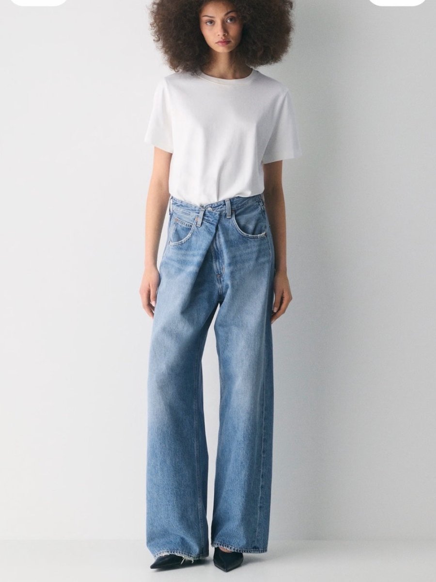 AGOLDE Vane Jeans – Preloved Size 25P - TheRWDenimAGOLDE Vane Wide-Leg Blue Wash – TheRWDenim