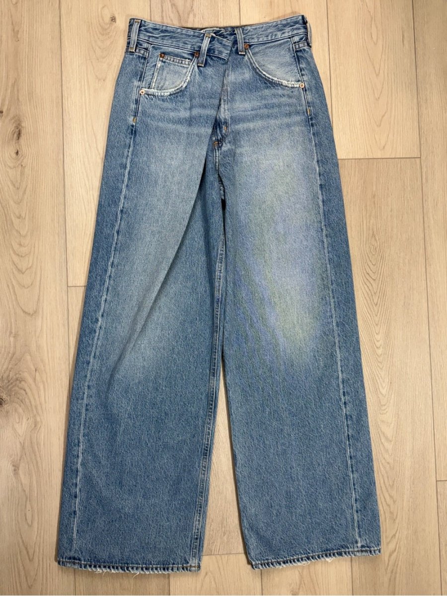 AGOLDE Vane Jeans – Preloved Size 25P - TheRWDenimAGOLDE Vane Wide-Leg Blue Wash – TheRWDenim