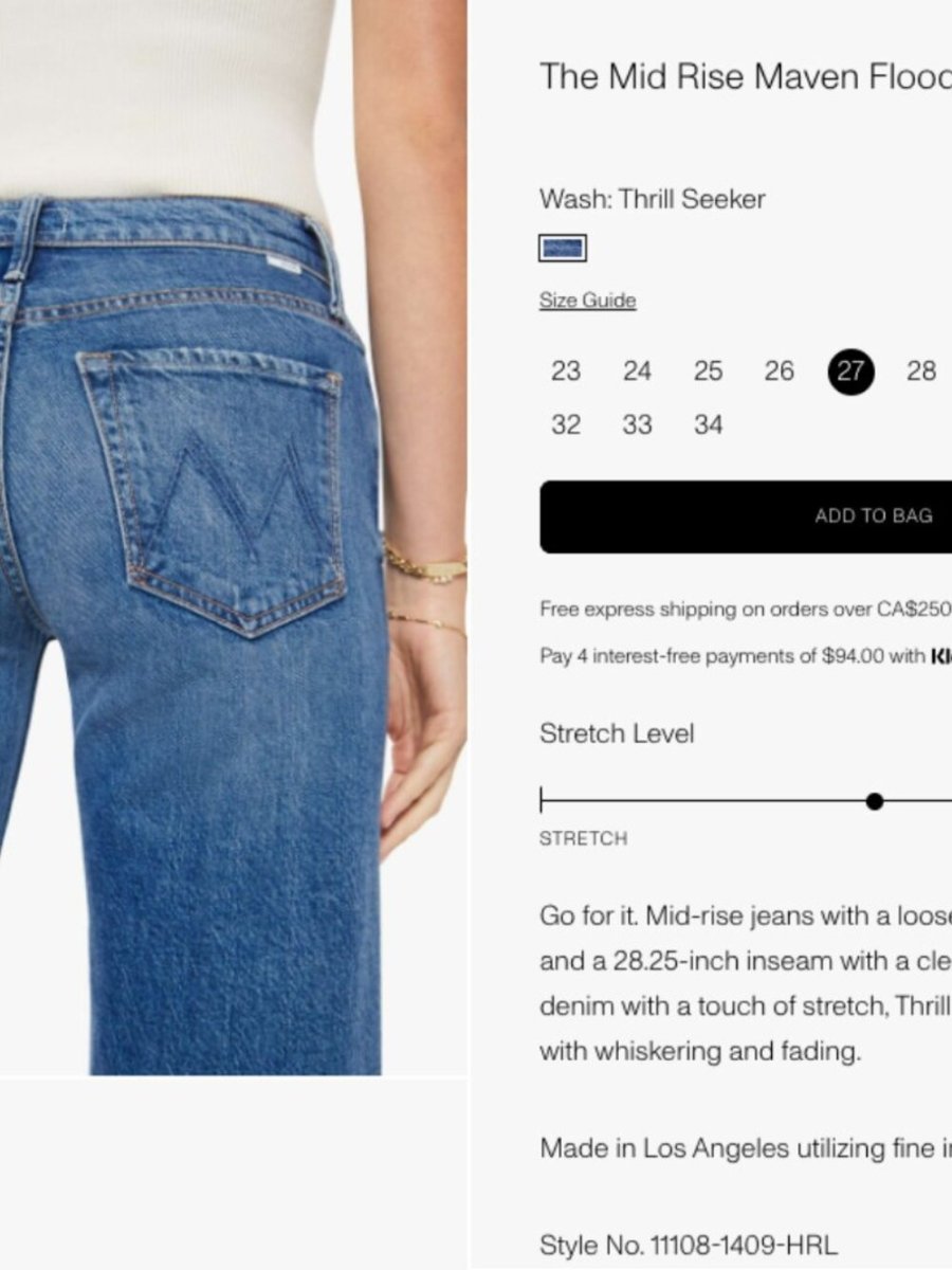BNWT MOTHER The Mid Rise Maven Flood size 27 - TheRWDenimMOTHER The Mid Rise Maven Flood Wide-Leg Blue Wash – TheRWDenim