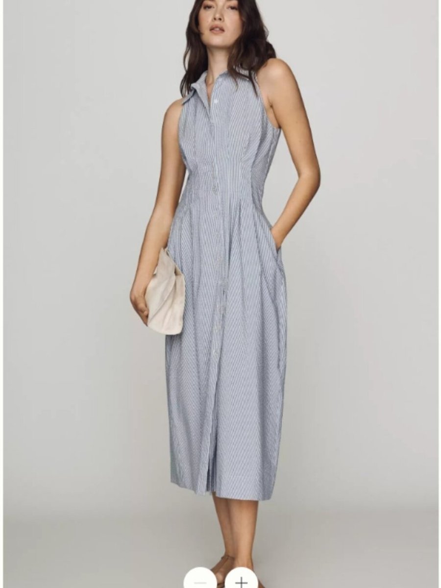 BNWT Tobie Sleeveless Shirtdress by Exquise in XS - TheRWDenimExquise Tobie Sleeveless Shirtdress in XS Striped – TheRWDenim
