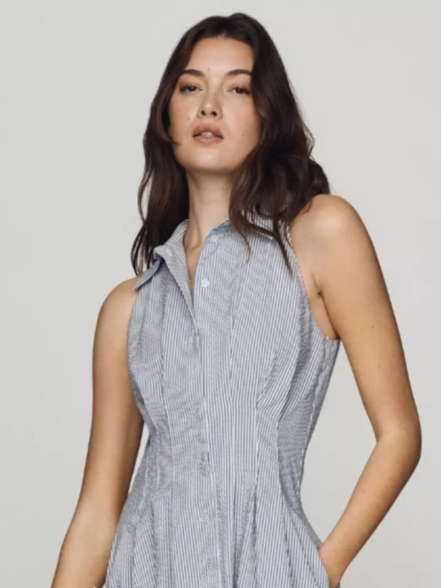 BNWT Tobie Sleeveless Shirtdress by Exquise in XS - TheRWDenimExquise Tobie Sleeveless Shirtdress in XS Striped – TheRWDenim