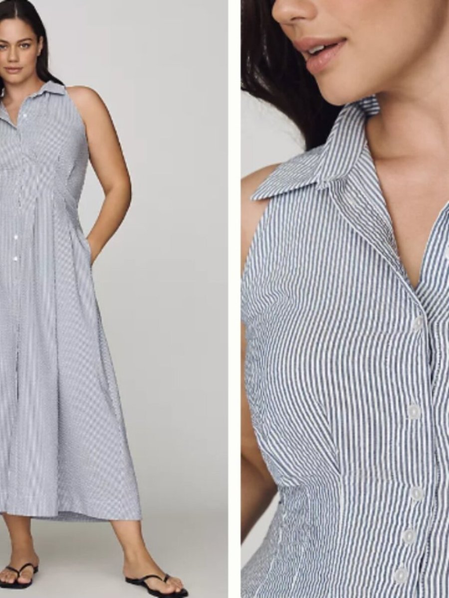 BNWT Tobie Sleeveless Shirtdress by Exquise in XS - TheRWDenimExquise Tobie Sleeveless Shirtdress in XS Striped – TheRWDenim