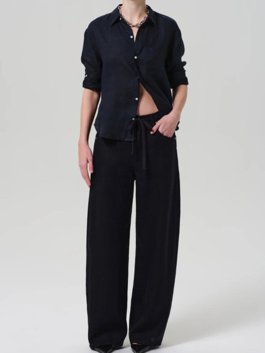 Citizens of Humanity Brynn Drawstring Linen Trouser - TheRWDenimCitizens of Humanity Brynn Drawstring Linen Trouser Wide-Leg Black – TheRWDenim