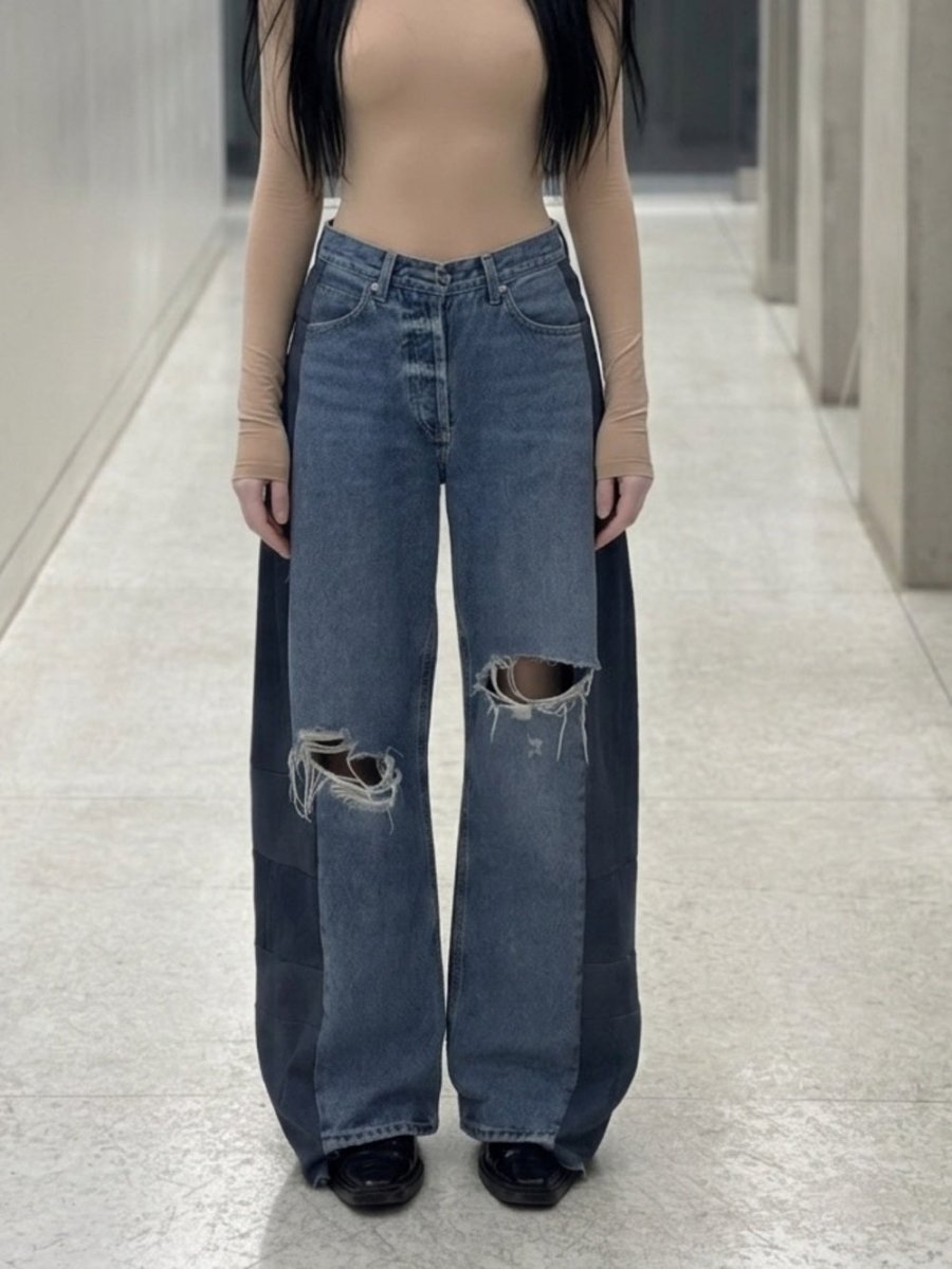 Citizens Of Humanity Two-Tone Patchwork Wide Leg Jeans - Light & Dark Blue size - TheRWDenimCitizens of Humanity Two-Tone Patchwork Wide Leg - Light & Dark Blue Size – TheRWDenim