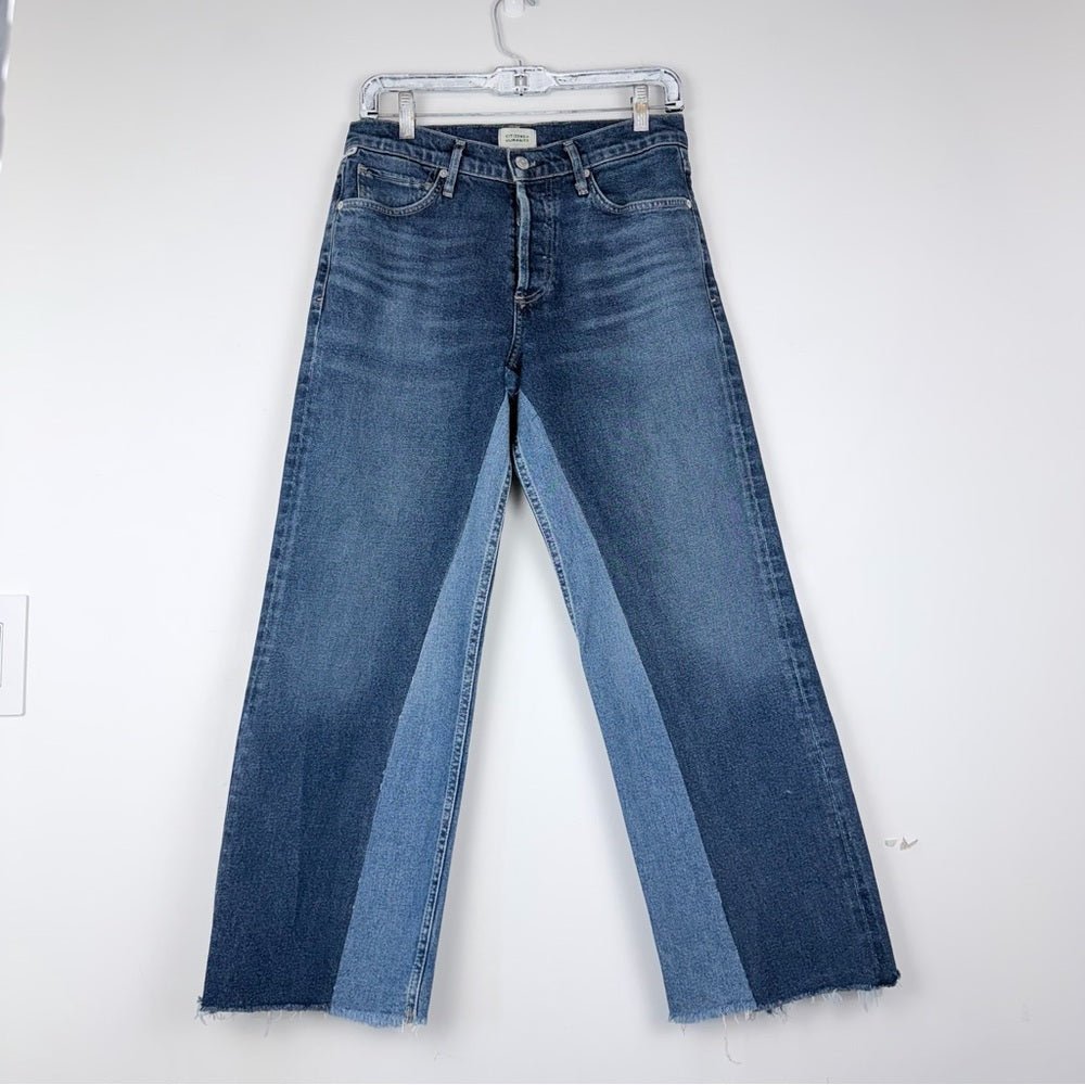 Citizens of humanity two tone reworked in size 27 - TheRWDenimCitizens of Humanity Two Tone Wide-Leg Blue Wash Upcycled Reworked Denim – TheRWDenim