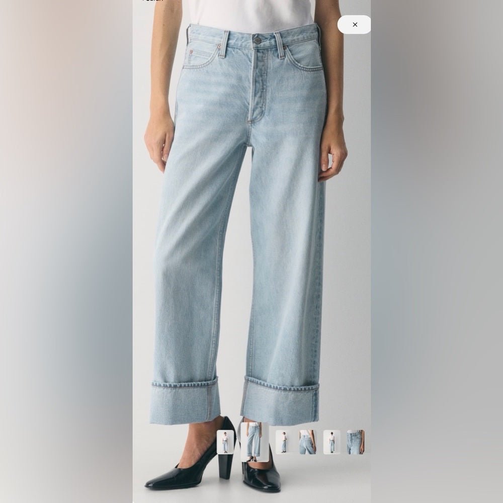 Denim Forum “ 90’s vintage Lo-rise cuffed jeans size 28 - TheRWDenimDenim Forum 90's Vintage Lo-Rise Cuffed Straight-Leg Blue Wash – TheRWDenim