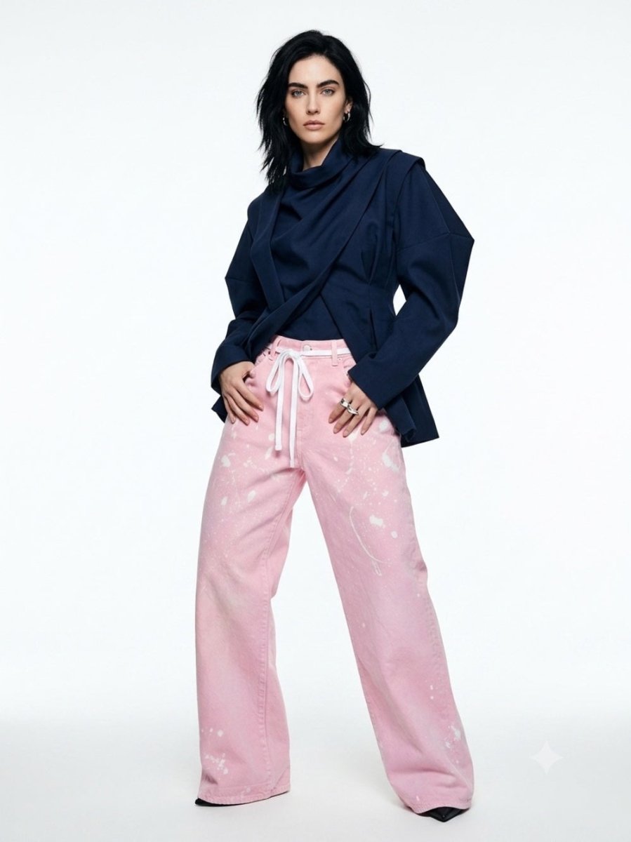 Denim forum aritzia 90’s wide leg baggy jeans - TheRWDenimDenim Forum Aritzia 90's Wide Leg Baggy Pink Upcycled Reworked Denim – TheRWDenim