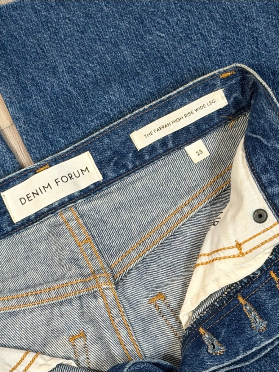 Denim Forum High-Rise Cropped Wide-Leg Jeans in Blue - TheRWDenimDenim Forum High-Rise Cropped Wide-Leg in Blue – TheRWDenim