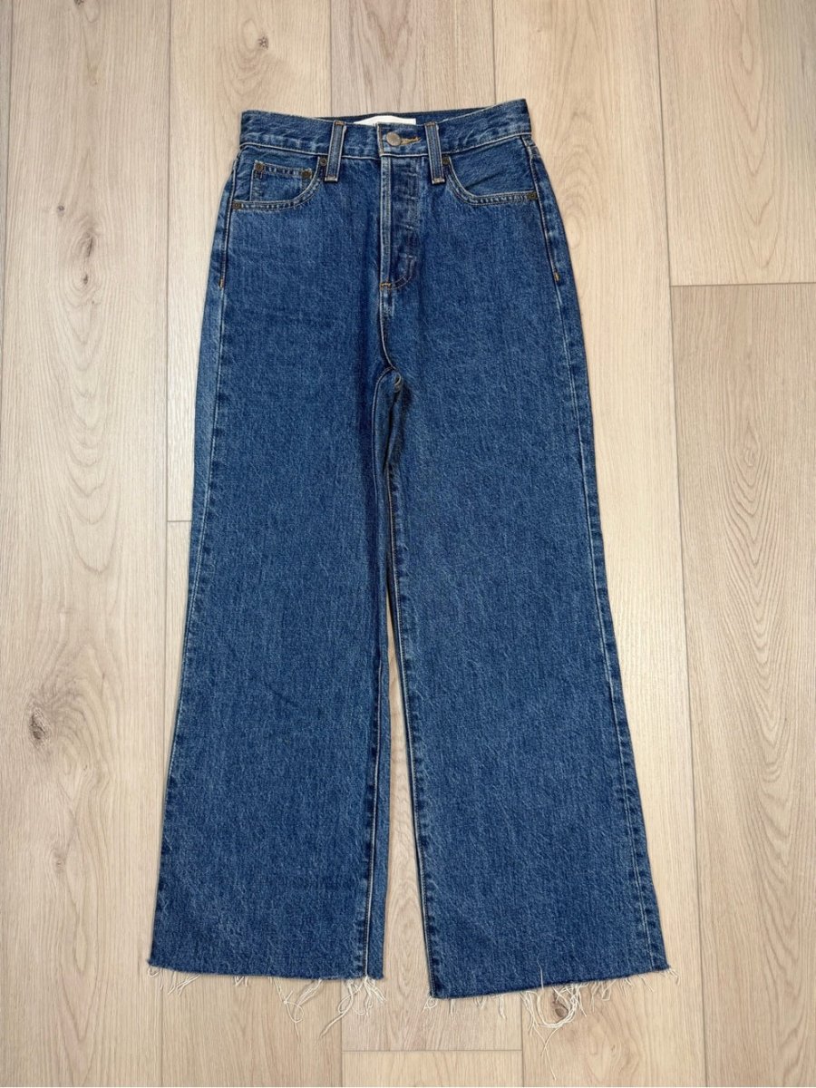 Denim Forum High-Rise Cropped Wide-Leg Jeans in Blue - TheRWDenimDenim Forum High-Rise Cropped Wide-Leg in Blue – TheRWDenim