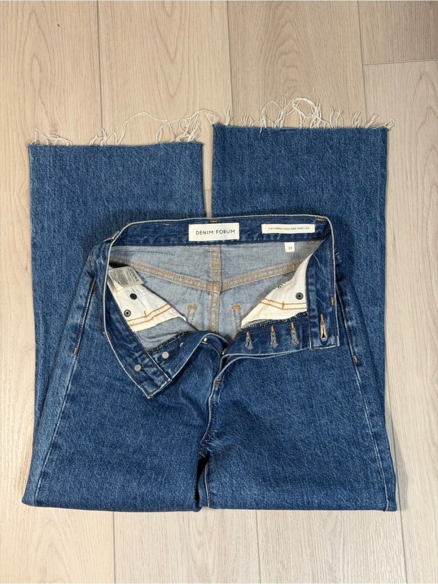 Denim Forum High-Rise Cropped Wide-Leg Jeans in Blue - TheRWDenimDenim Forum High-Rise Cropped Wide-Leg in Blue – TheRWDenim