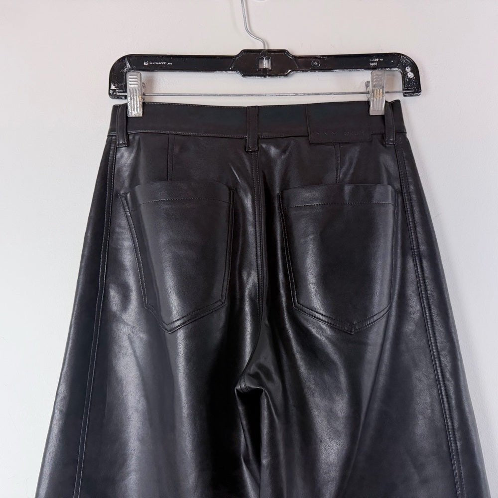 Denim Forum “The Farrah Hi-rise wide leg leather pants” size 23 - TheRWDenimDenim Forum The Farrah Hi-Rise Wide Leg Leather Pants Black – TheRWDenim