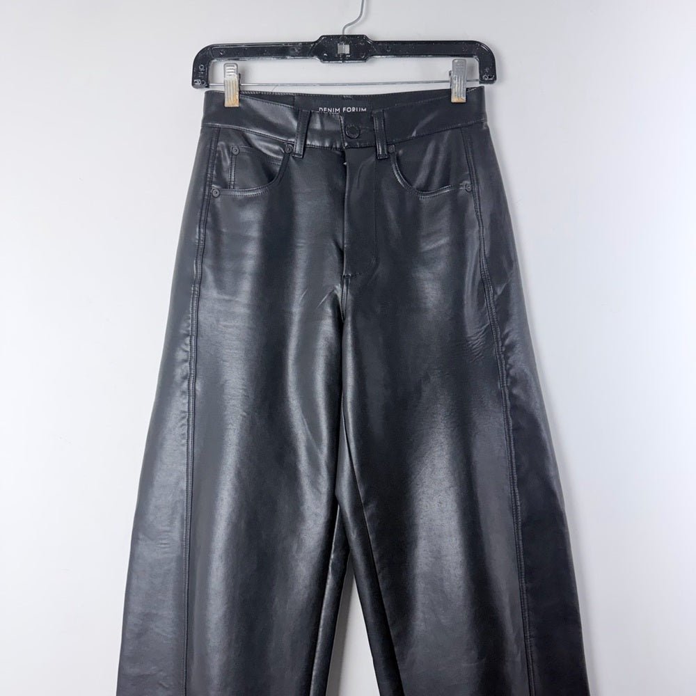 Denim Forum “The Farrah Hi-rise wide leg leather pants” size 23 - TheRWDenimDenim Forum The Farrah Hi-Rise Wide Leg Leather Pants Black – TheRWDenim