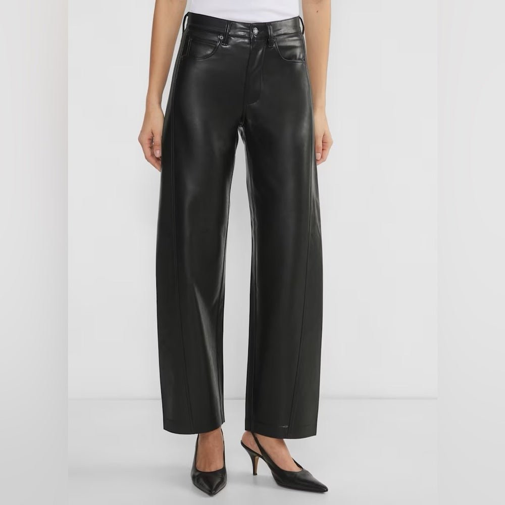 Denim Forum “The Farrah Hi-rise wide leg leather pants” size 23 - TheRWDenimDenim Forum The Farrah Hi-Rise Wide Leg Leather Pants Black – TheRWDenim