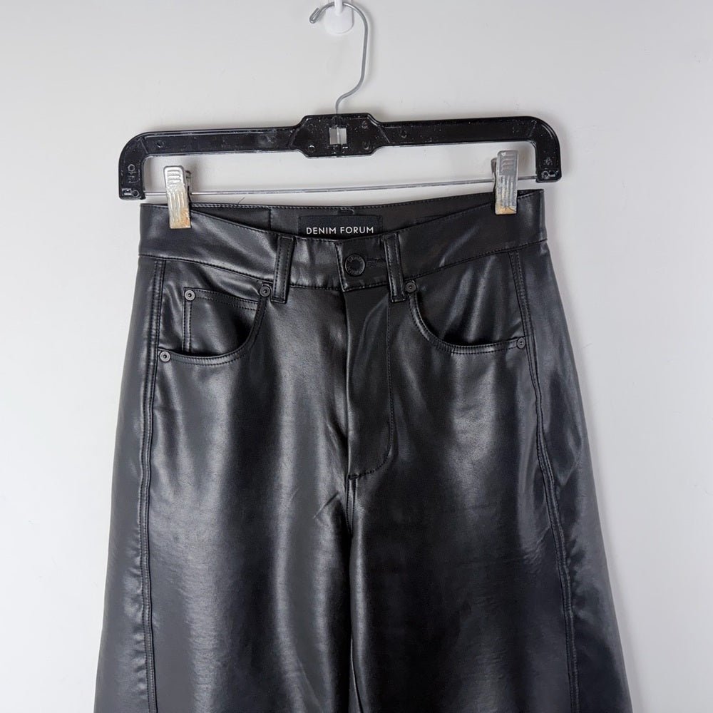 Denim Forum “The Farrah Hi-rise wide leg leather pants” size 23 - TheRWDenimDenim Forum The Farrah Hi-Rise Wide Leg Leather Pants Black – TheRWDenim