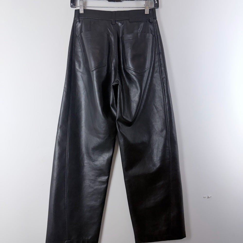 Denim Forum “The Farrah Hi-rise wide leg leather pants” size 23 - TheRWDenimDenim Forum The Farrah Hi-Rise Wide Leg Leather Pants Black – TheRWDenim