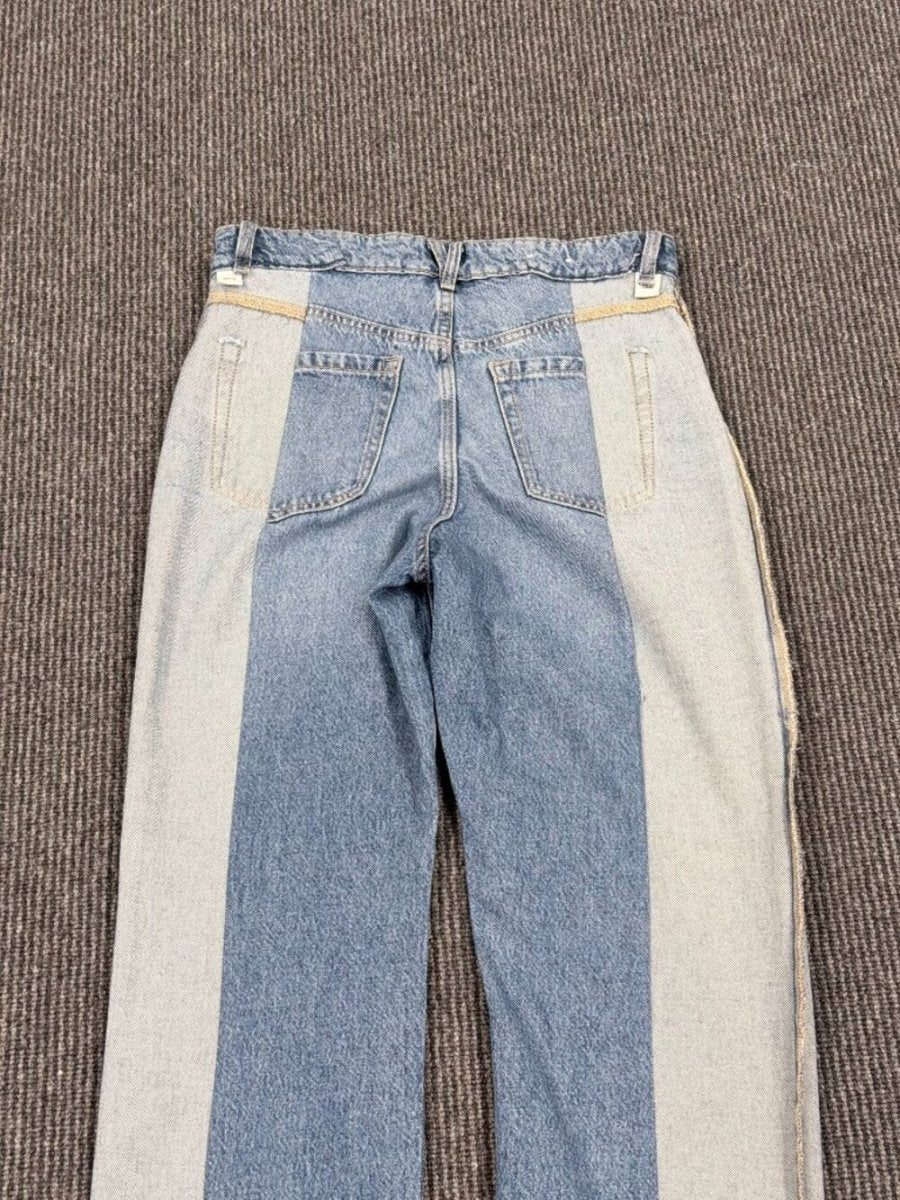 Garage Reworked Upcycled Inside-Out Wide Leg Jeans - Tailored Waist 15" - TheRWDenimGarage Inside-Out Wide Leg - Tailored Waist Blue Wash Upcycled Reworked Denim – TheRWDenim
