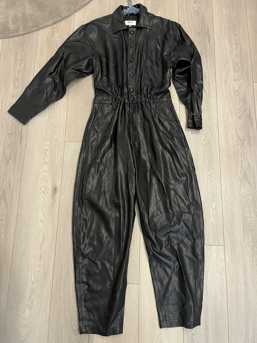 AGOLDE 80s Jumpsuit Black Vegan Leather – Size S – New