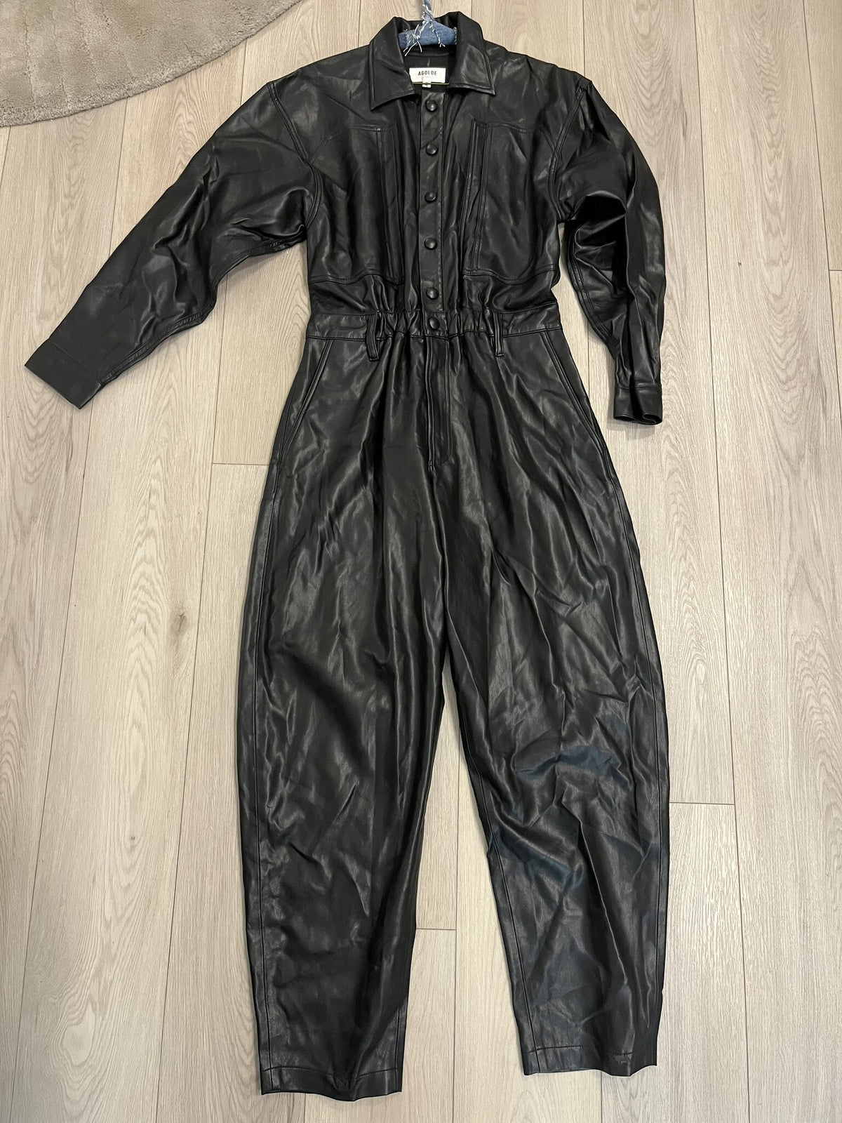 AGOLDE 80s Jumpsuit Black Vegan Leather – Size S – New