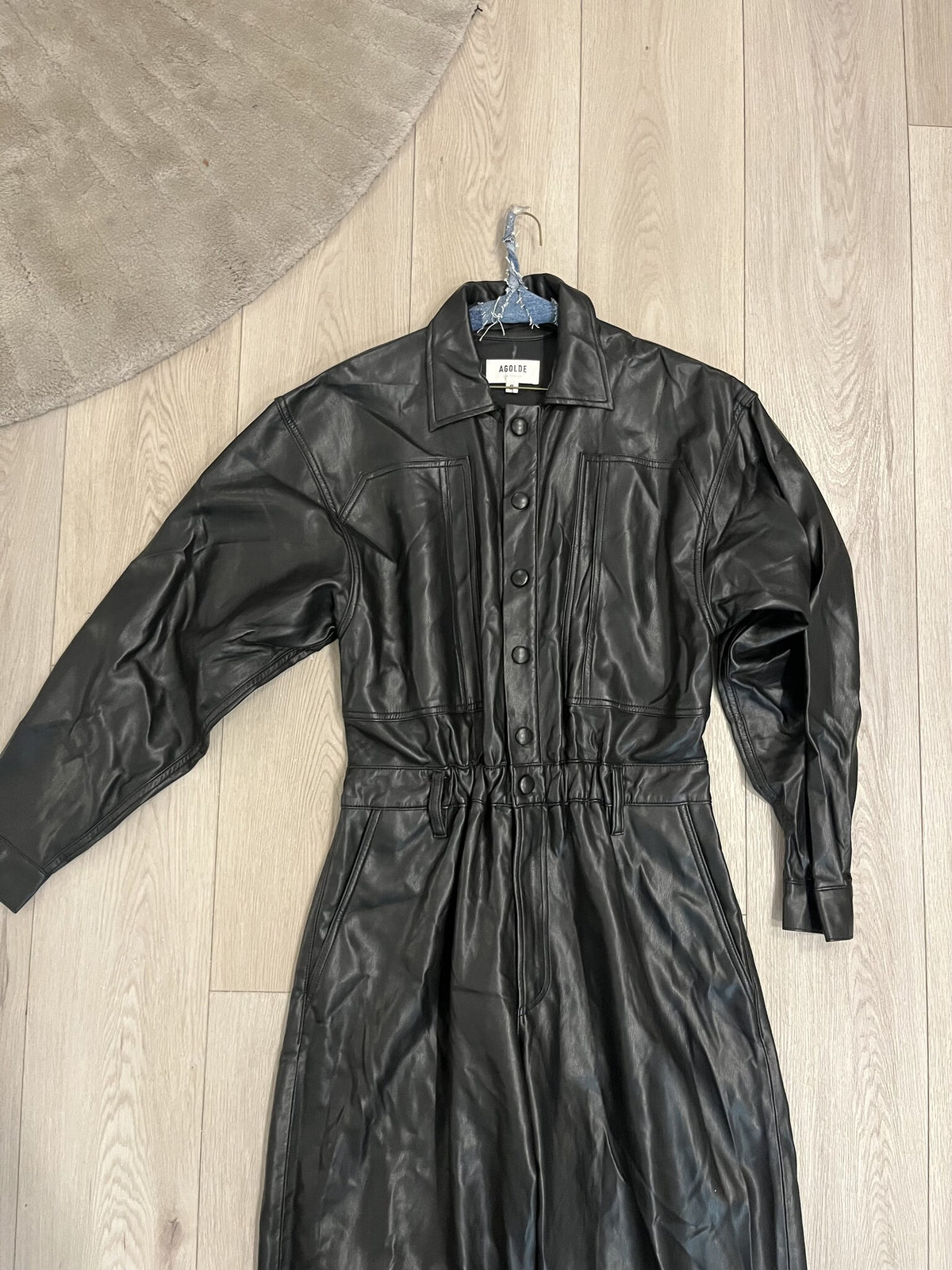 AGOLDE 80s Jumpsuit Black Vegan Leather – Size S – New