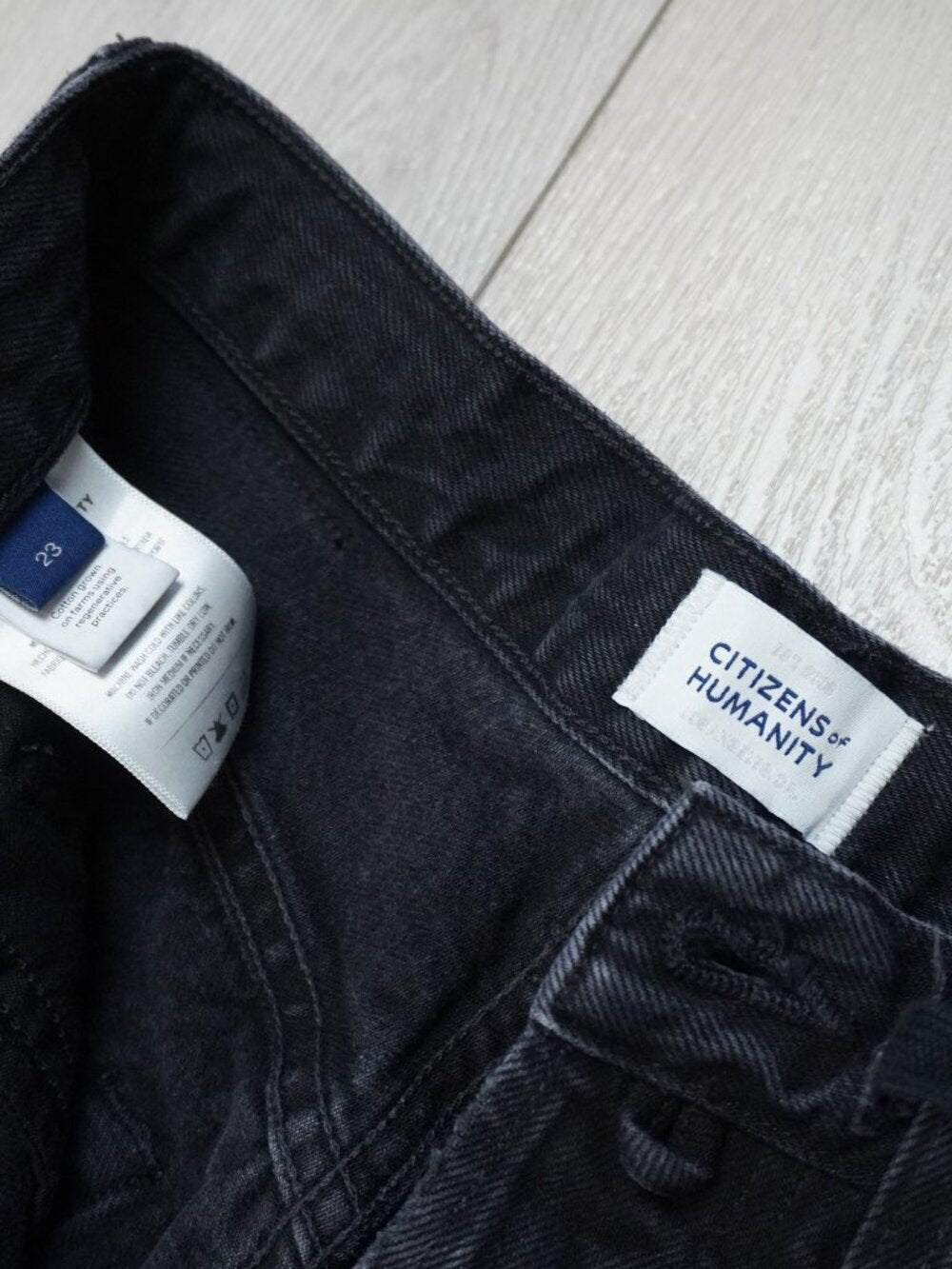 Citizens Of Humanity Brynn Drawstring Linen Trouser Black Jeans Size 23