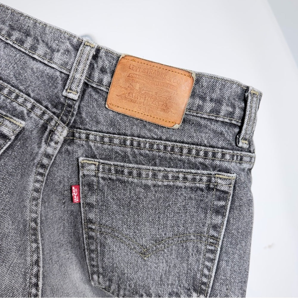Levi’s 531 Reworked Jeans – Grey/Black Panel (One of One) - TheRWDenimLevi's 531 – Grey/black Panel (One of One) Wide-Leg Upcycled Reworked Denim – TheRWDenim