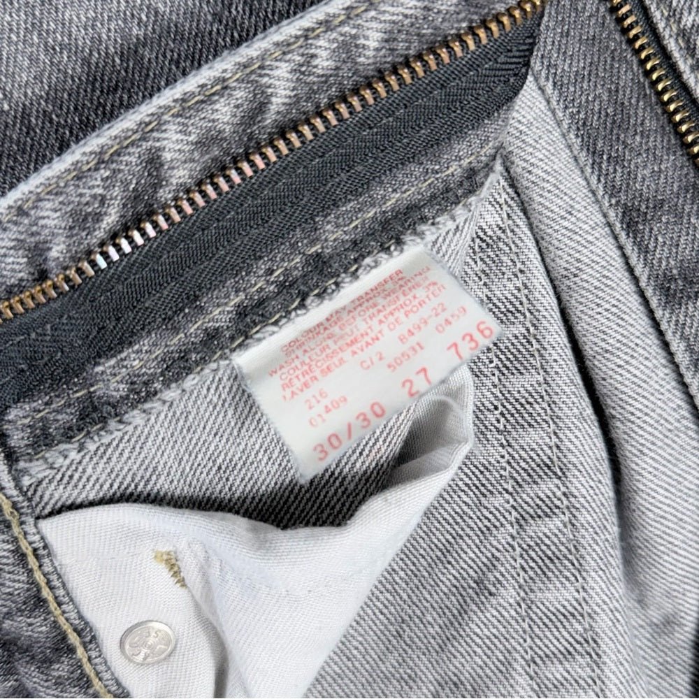 Levi’s 531 Reworked Jeans – Grey/Black Panel (One of One) - TheRWDenimLevi's 531 – Grey/black Panel (One of One) Wide-Leg Upcycled Reworked Denim – TheRWDenim